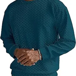 kajaru Men's Textured Full Sleeve Sweatshirt, Geometric Pattern, Crew Neck, Casual Wear-picture-24