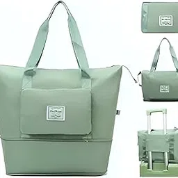 Travel Bags 41 Liter Expandable for Women,Duffle Bags with Wheels and Handle for Women Luggage,Foldable Vanity Traveling Companion Hand Bag for Ladies Personal Items Large Weekend (Light Green)-image-23