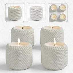 60ml White Concrete Jar 100% Soy Wax Candle – Smokeless, Long-Lasting 24h, Reusable Eco-Friendly Jar, Diamond-Cut Design, Aromatic Fragrance (Diamond Texture, White, 4 Pc Standerd)-picture-53