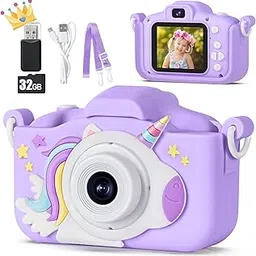 KIZJORYA Upgraded 48MP Kids Camera for Girls Boys 3-12, Video Selfie Camera-Christmas Birthday Gift for Toddler, HD Digital Camera Toy for Child with 32GB SD Card & Silicone Cover (Purple)-picture-27