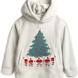 Kids Unisex Christmas Bliss Hood Applique Green Warm Hoddie Sweatshirt (SL-ASWSHRT-7358)-picture-22