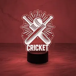 Gift Me Bazar 3D Illusion Cricket Bat with Ball | Gift for Cricket Lover | Multicolored Light with Touch Control & USB Cable | Lamp for Sports Fans | Cricket Table Lamp-picture-35