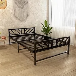 Homdec Aquarius Space Saving Folding Metal Bed with Collapsible Sturdy Steel Bed Frame, Pre-Assembled. (Black, Double)-picture-53