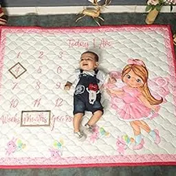 NEW COMERS® Milestone Baby Blanket for All Season, Multiuse Cotton Blanket & Prop for Summer/Winter/Ac Room, Blankets for Kids/New Born Monthly Photoshoot, Thread Count (80/153) 135x115x2cm | 504-picture-52