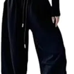 Women’s & Girls’ Black Printed Straight Baggy Fit Joggers | Comfortable Black M-picture-23