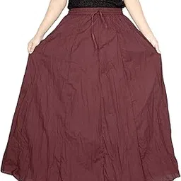 sttoffa Women's White Skirt 40 inch Length Cotton Long Skirt-picture-13