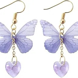 yellow chimes Earrings For Women Blue Butterfly Attached Heart Hanging Drop Dangle Earrings For Women and Girls Valentine Gift for Girls-picture-22