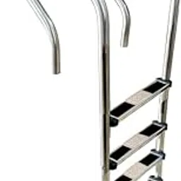 AQUAMAXX 5-Step Swimming Pool Ladder – Heavy Duty 304 Stainless Steel, Skimmer Mount, Silver Finish In-Ground Pool Access Steps-image-0