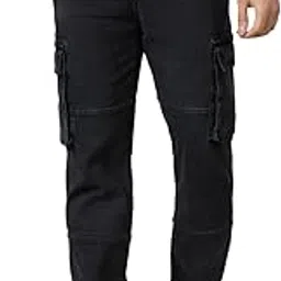 style quotient Men Black Relaxed Fit Mid Rise Cargos-picture-36