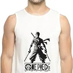 Yilden Men's Sleeveless Pure Cotton T-Shirt – Zoro Silhouette Print | Anime One Piece Tank Top | 12 Color Options | Gym, Streetwear & Casual Wear-picture-39