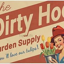 TopPacific 12x16 inches "The Dirty Hoe Garden Supply" Humorous Funny Inappropriate Signs, Flowers, Tulips, Colorful, Vintage Metal Garden Art Tin Sign（85B）-image-18