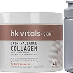 hk vitals Glutathione (Orange, 15 Effervescent Tablets) with Skin Radiance Collagen Supplement with Biotin, Orange, 100 g & Sipper Bottle | L-Glutathione Tablets with Vitamin C & E-picture-12