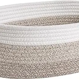 Dog Basket with Paw Print, Small Gift Basket for Toddler, Storage Basket for Nursery, Woven Basket for Dog Cat Storage, Nursery Storage Basket for Diapers, Towels, 12"x 8" x 5" Mixed-Brown-picture-14