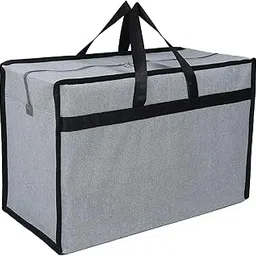 Shibui Heavy Duty Extra Large Storage Bag, Moving Bag Tote, Blanket Clothes Organizer, Comforter, Bedroom closet, Room Essentials (Grey Canvas)-image-37