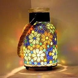 MARBOGLASS India Mosaic Glass Tea Light Candle Holder Bottle Shaped Hanging with 2 Tlight Candle Free for Party Christmas,Birthday, Anniverary Hotel Spa Festival(6.5inch Height)-picture-34