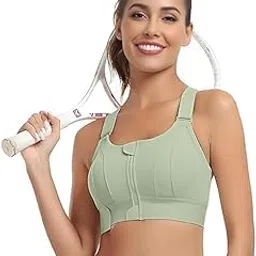 fshway Women's High Impact Sports Bra with Zip Front High Support Wireless Adjustable Plus Size for Large Breasts-picture-11