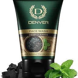 DENVER Deep Cleanse With Activated Charcoal & Mint Face Wash - 100GM| Deep Pore Cleaning Charcoal Face Wash for Men | Fights Acne and Pollution | All Skin Type image 1