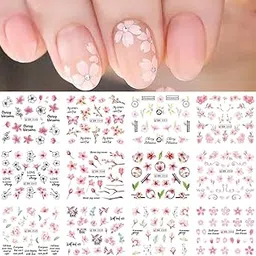 S.A.V.I 12 Sheets Cherry Blossom Nail Art Decals | Floral & Butterfly Design Stickers | Easy-to-Use, Long-Lasting DIY Manicure | Salon Quality Nail Accessories for All-picture-52