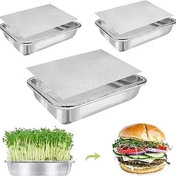 Stainless Steel Sprouting Trays for Sprouts Kit 3-Tier 12.4 ", Microgreens Growing Trays, Seed Sprouting Tray, Sprouts Maker with Encrypted Mesh Sprouts for Beans Alfalfa Broccoli Wheat Grass-picture-22