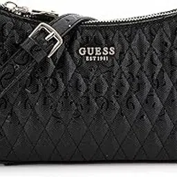 guess Black Quilted Betula Mini Crossbody Top Zip Bag image 1