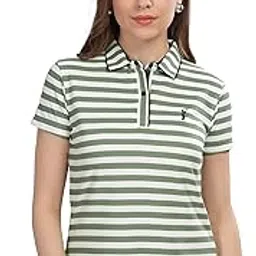 stellers Women's Striped Polo Collar T-Shirt| Feather Touch Feel | Warm| Regular Fit| Odour Resistant| Anti-Static| Wrinkle Free | Quick Dry | Stretchable | Lightweight | Sweat-Proof-picture-47