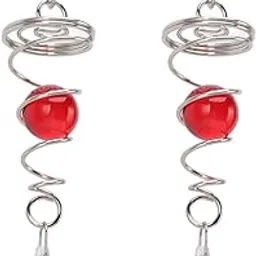 2Pcs Gazing Ball Spiral Tail Wind Spinner Stabilizer Stainless Steel Spiral Wind Chimes for Outside (Red)-picture-32