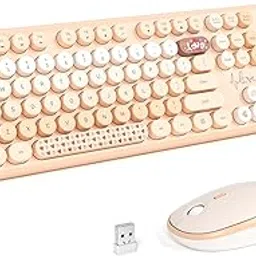 Wireless Keyboard and Mouse Combo - KNOWSQT Lovely Milk tea Rainbow 2.4G Full-Sized Colorful Keyboards, Round Keycap USB Dongle Plug Play Cute Keyboards for Windows, Laptop, PC, Desktop, Mac-image-39