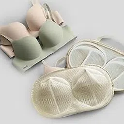 Stylista Premium Lingerie Wash Bag For Bras | Padded Mesh Laundry Bag With Zipper | Bra Protector Bag For Washing Machine | Keeps Shape & Prevents Damage Cream Ivory Cream Color, Set of 6-picture-44