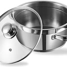 Vinod Cookware Induction friendly Two Tone Saucepot Set, 2-Pieces, 26cm, 7.2 litre with Glass Lid-picture-33