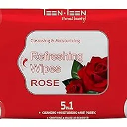 TEEN TEEN Refershing Wipes Cleansing & Moisturizing, 5 In 1 Wipes - Cleansing, Moisturizing, Anit Puritic, Soothing, Makeup Remover | Rose, 25Pcs-picture-43