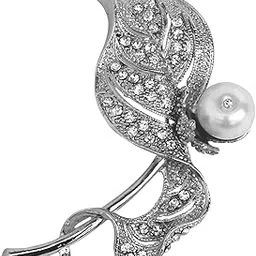 touchstone Silver & Pearl Shine Brooch For Women-picture-46