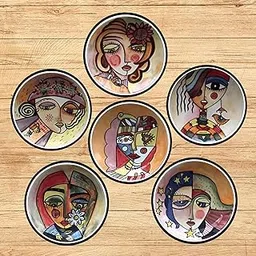 EXPLEASIA Beautiful Wooden Coasters for Tea Cup,Coffee Mug and Glasses Set of 6। Gift Item (Lady Face)-image-1