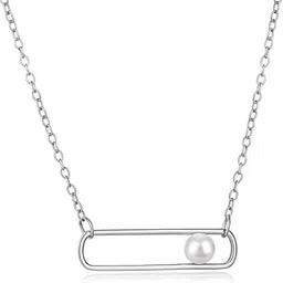 miss jo 92.5 Sterling Silver Paperclip Pearl Necklace, Freshwater Pearl Pendant, Pearl Edit Collection, Gift for Women, BIS Hallmarked-picture-55