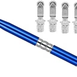 Multi-Use Manual Tattoo Eyebrow Pen + 5 Roller Needles Kit Blue|Professional Complete Tattoo Kit & Supplies, Tattoo Ink Set with Accessories, Body Art Stencil Pack For All|-image-94