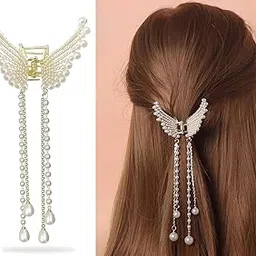 ANNACREATIONS Latest Korean Fashion Style Metal Hair Claw Jaw Clamp Clips Hair Clutcher Hair Clip Hair Pin Hair Accessories For Women & Girls (Pack Of 2), White-image-9