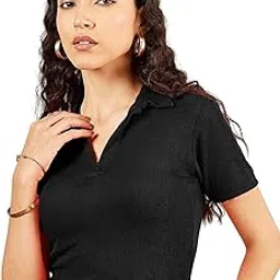 fabflee Women's Solid Regular Fit Tops image 1