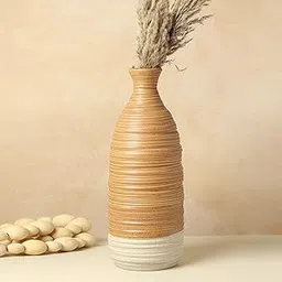 Habere India-All The Cultures Fabricating India Ceramic Vases for Home Decor | Flower Pot for Living Room | Decorative Items for Home | Small Flower Vase | Ceramic Vase (M: L15xW15xH38 CM) image 1