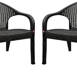 Cello Mayor Plastic Chair | Armrest Chair for Home, Garden, Living Room Indoor/Ourdoor use(Colour: Brown, Set of 2)-picture-27