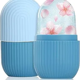 XML Ice Face Roller Silicone Facial Cube for Eyes Neck Massage Remove Dark Circle Pore Shrink Face Beauty Skin Care Ice Mould Kitchen Tools (BLUE)(PACK OF-1) image 1
