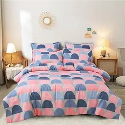 Livmoda Ultra Soft Glace Cotton King Size Quilt Cover for Double Bed with Zipper/Duvet Cover/Comforter Cover/Razai Cover/Dohars (90x100 Inch, Pink Moon)-picture-42