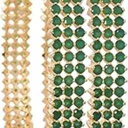 ratnavali jewels CZ American Diamond Studded Gold Plated Traditional Emerald Green Bangles for Women/Girls-picture-25
