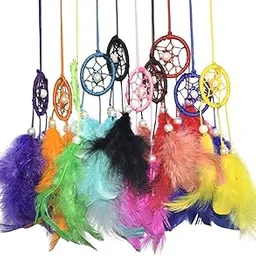 Good Aura Store Dream Catcher for Home Decoration, Bedroom, Living Room - Car Hangings Items Dream Catchers for Kids Room, Balcony - Decorative Products (10 Pcs, 4LX15Hcm, Multi)-image-67