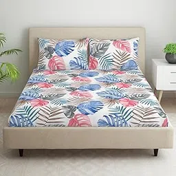Welspun Microfiber Bedsheet for Double Bed with 2 Pillow Cover | Skin Safe & Super Soft Queen Size Bed Sheet | (87 X 94 Inch) - Floral Pink | Dazzel-image-92