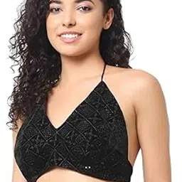 tunesia creative fashion Velvet Designer Padded Blouse for Sari and Lehenga (Sleeveless & Backless)-picture-38