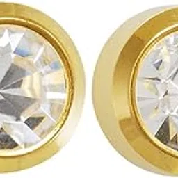 studex 4MM April Crystal Bezel 24K Pure Gold Plated Ear Studs For Women | Ideal for every day wear-picture-45