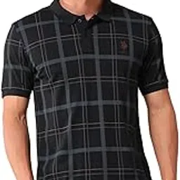 u.s. polo assn. Men's Black Checkered Polo Collar Half Sleeve Casual Cotton Slim Fit Polo Shirt-picture-11