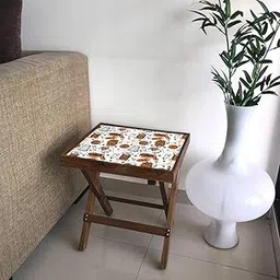 Nutcase Designer Teak Wood Side Table Folding Wooden Bedside Coffee Outdoor Picnic Table - Pin and Button-image-99