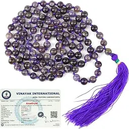 reiki crystal products Certified Amethyst 8 mm Stone Mala - Necklace Crystal Mala 108 Beads Jaap Mala for Reiki Healing and Crystal Healing Stone (Color : Purple)-picture-52