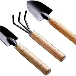 3 Garden Tool Set Hand Trowel, Transplant Trowel and Cultivator Hand Rake Stainless Steel Heavy Duty Multifunctional with Wooden Handle Home Gardening Kit for Ideal Garden Gifts (Pack of 3) image 1
