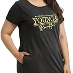 Women’s Cotton Nighty | Printed Knee Length Nighty | Short Sleeve Nighty | Short Nightdress | Black Color | Young and Beautiful Night Gown | Long T-Shirt | Sleepwear & Casual Wear Nighty-image-21